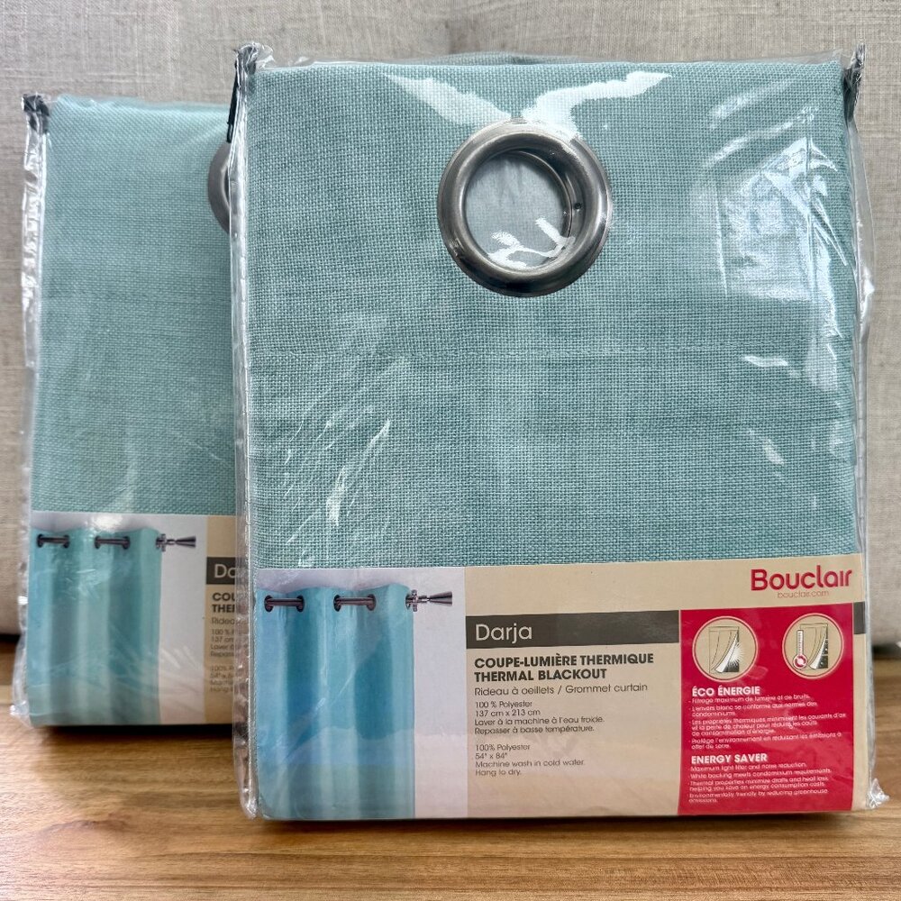 Bouclair Darja Blackout Grommet Curtains in Seafoam Aqua